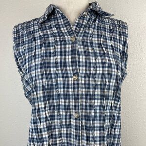 Sara Studio Button Down Flannel Style Sleeveless Maxi Dress Size M EUC